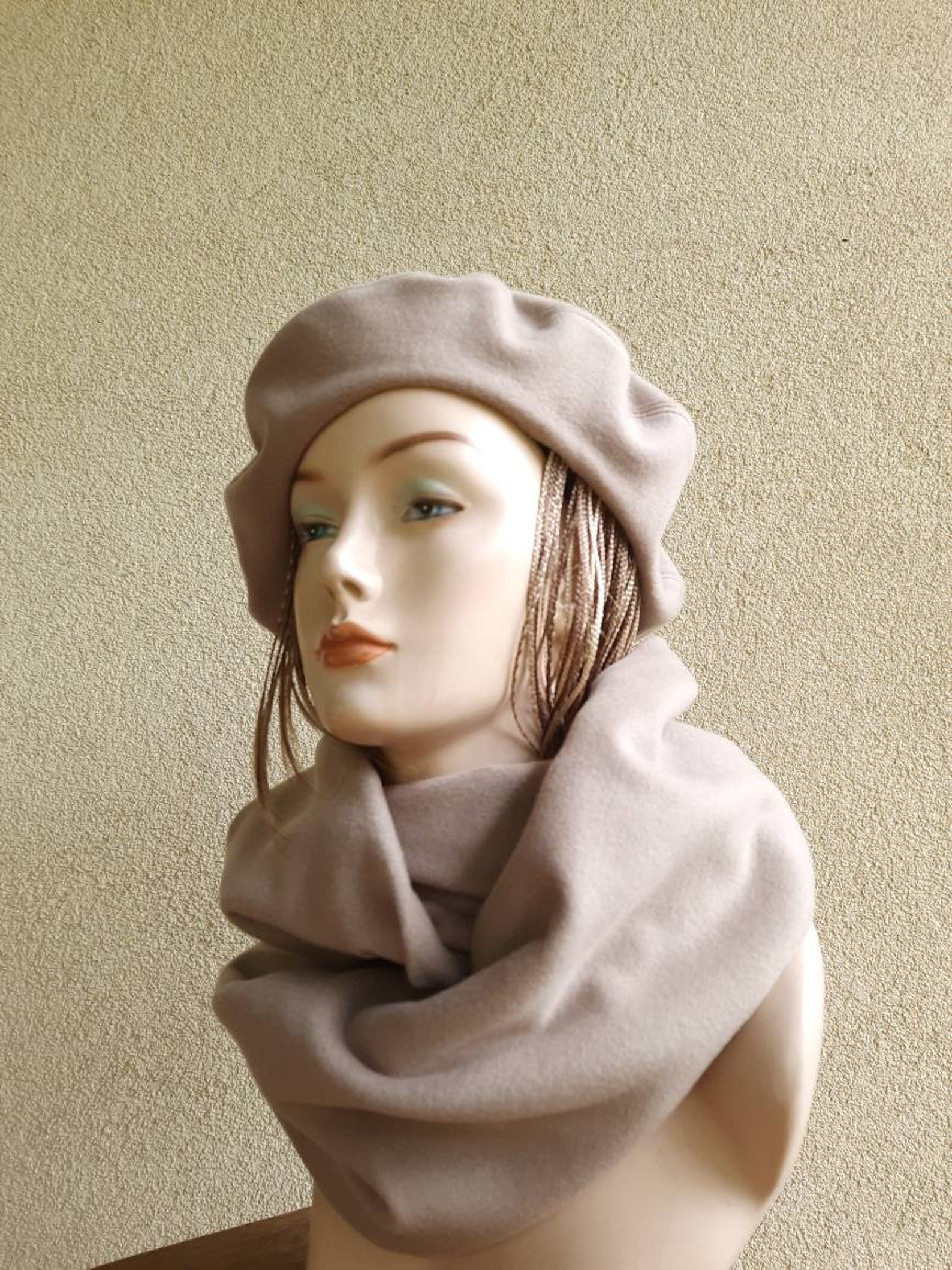 Women Cashmere Beret and Women Cashmere Ringscarf Women Set Etsy