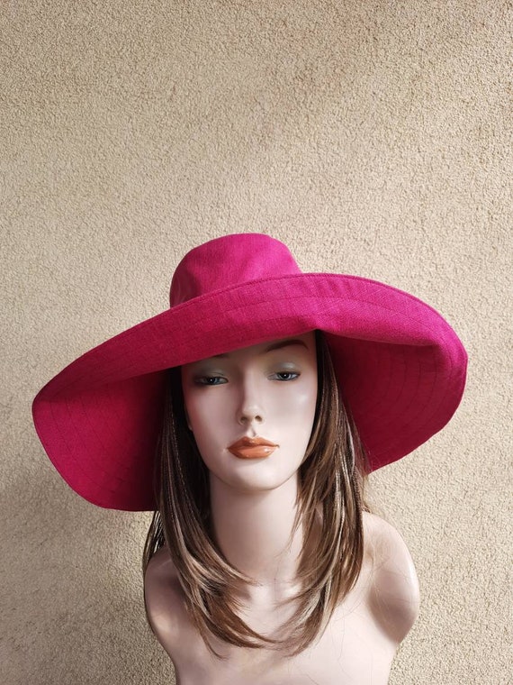 Classic Pink Wide-Brim Women’s Hat Hfolob Sun Hats For Women Wide Brim Ponytail Adjustable  main image 4