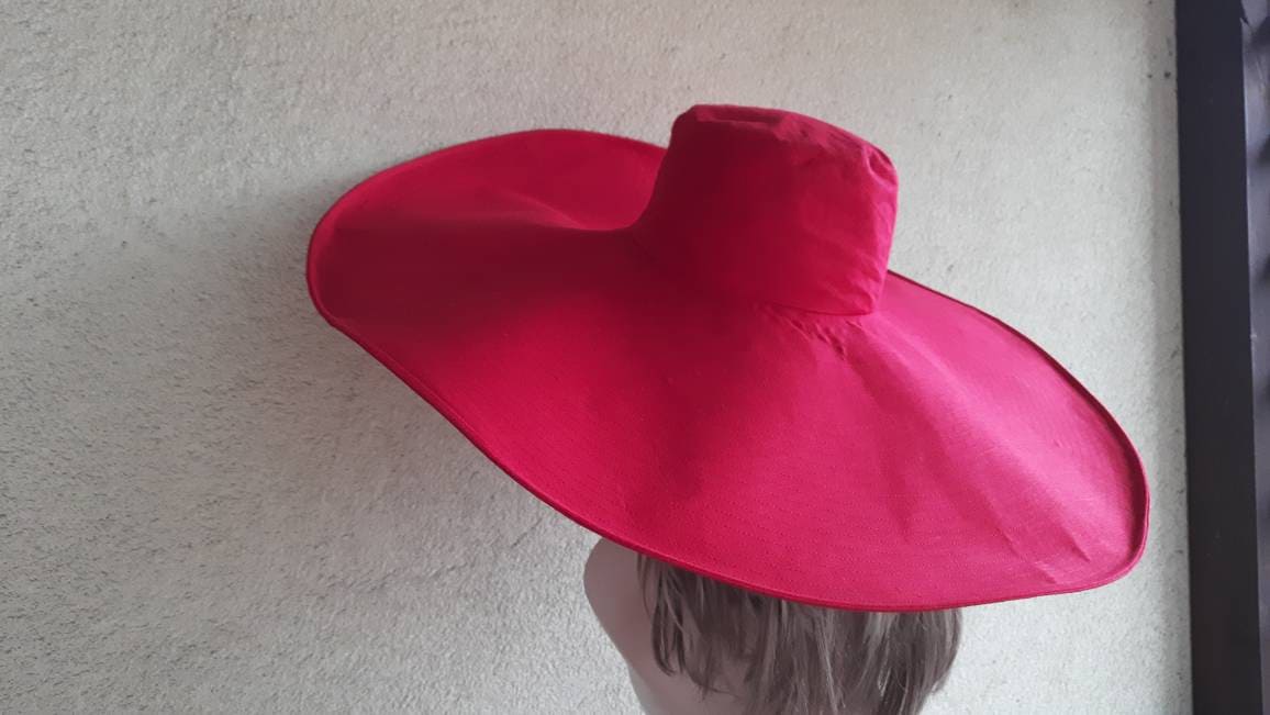 Extra Extra Wide Brim Sun Hat, Women's Wide Brim Sun Natural Linen Sun Hat with Extra Large Brim, Sun Protection Red Hat, Choose color,ties
