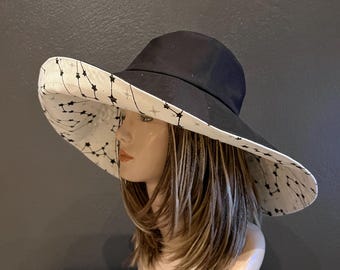 Reversible Wide Brim Cotton Hat | Fedora Style Sun Hat | Two-Sided Summer Hat