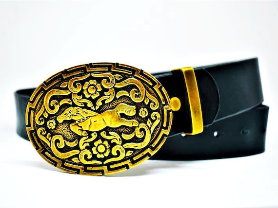 black belt gold buckle mens