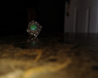 Antique Green Turquoise Sterling Silver Ring