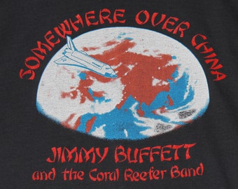 M * thin vtg 80s 1982 Jimmy Buffett somewhere over china t shirt * tour * 32.197