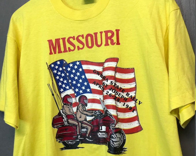 XL vintage 90s 1991 Missouri Gold Wing motorcycle rally t shirt