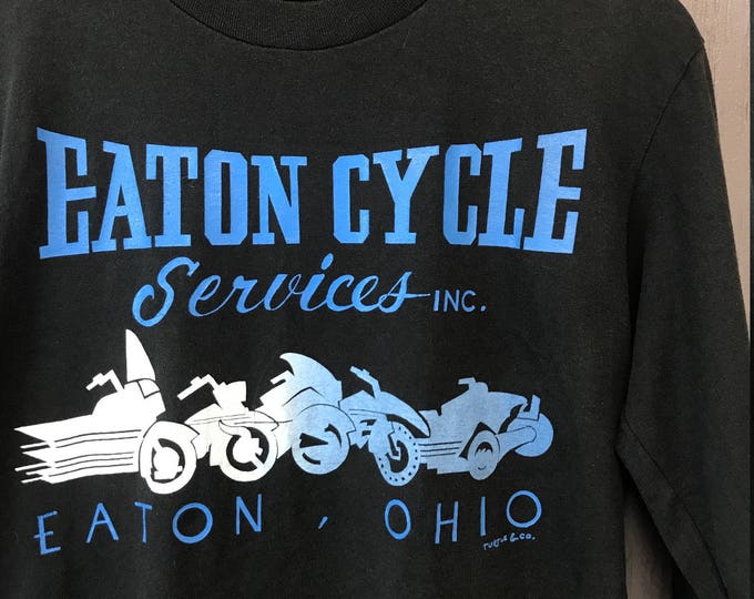 M * Vintage 90s Eaton Ohio L/S motorcycle t shirt * biker