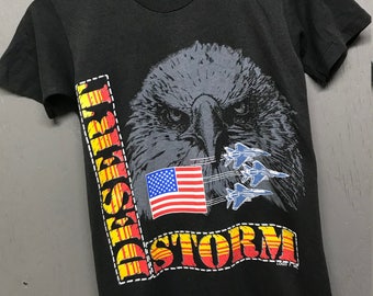 XS vintage 90s Desert Storm USA gulf war eagle t shirt