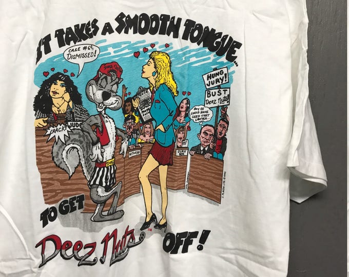 XL NOS vintage 90s 1995 Deez Nuts lawyer court t shirt * comic rap big johnson OJ