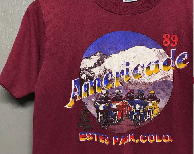 S vintage 80s 1989 Americade Estese Park Colorado motorcycle shirt