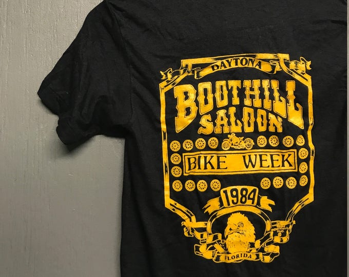 XS/2XS nos vintage 80s 1984 Boothill Saloon Daytona Florida biker pocket t shirt * motorcycle