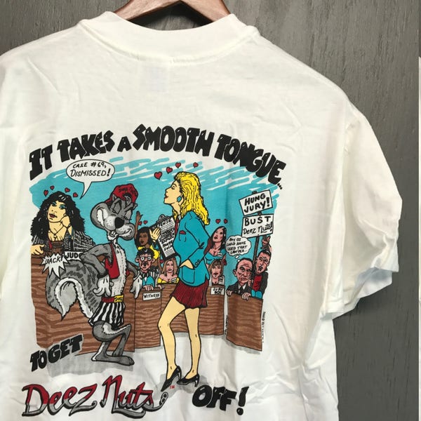 L nos vintage 90s Deez Nuts lawyer t shirt * attorney