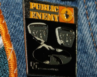 Lot of 5 * NOS vtg 80s licensed Public Enemy enamel pin * for shirt jacket hat rap