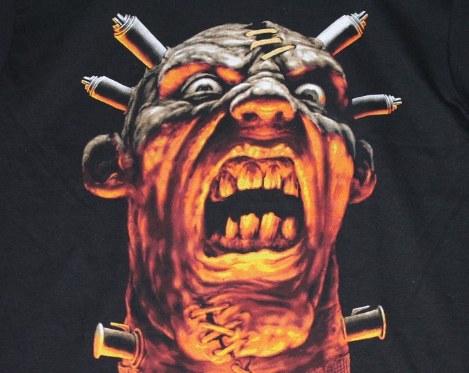 S * NOS vtg 90s monster horror art t shirt * wes benscoter frankenstein