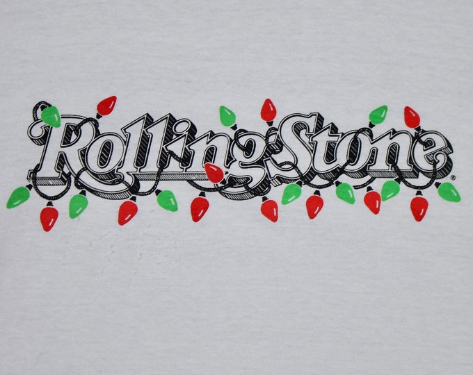 M/L *  NOS thin vtg 80s Rolling Stone Magazine christmas t shirt * medium large * 24.176