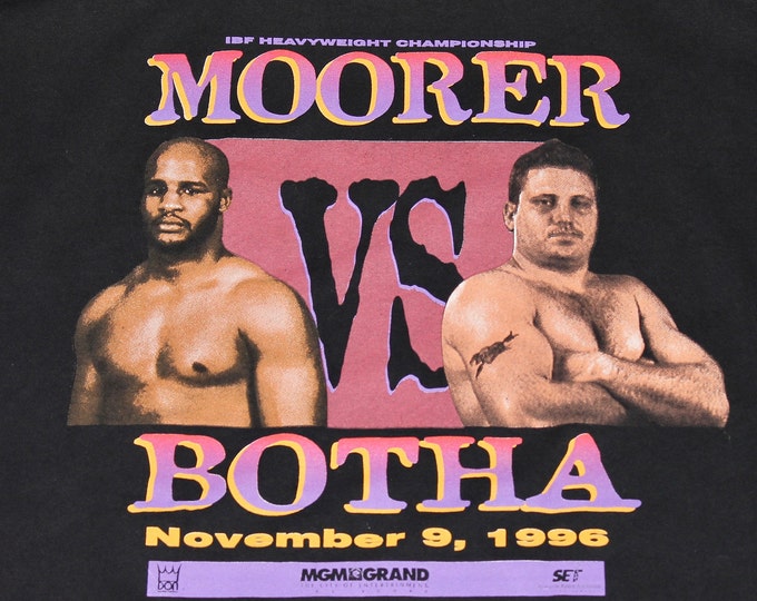 L * vtg 90s 1996 Moorer v Botha boxing t shirt * michael frans * 64.146