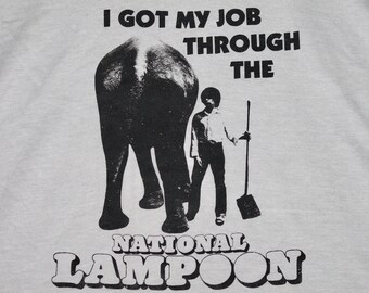 M * NOS vtg 80s National Lampoon magazine t shirt * movie comic lowbrow * 7.204