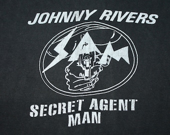 S * vtg 60s/70s Secret Agent Man Johnny Rivers muscle t shirt * 30.148