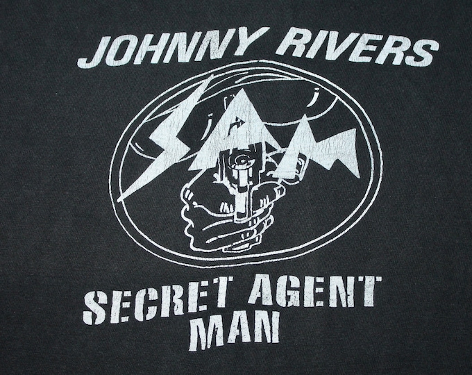 S * vtg 60s/70s Secret Agent Man Johnny Rivers muscle t shirt * 30.148