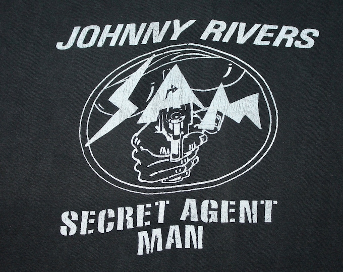 S * vtg 60s/70s Secret Agent Man Johnny Rivers muscle t shirt * 30.148