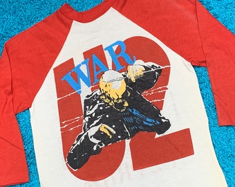 XS * U2 war / pride raglan tour t shirt * 43.171 band concert bono