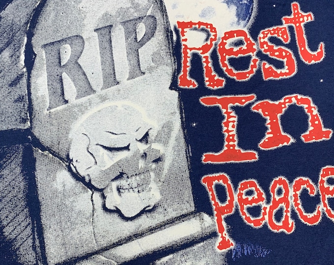 XL * nos vtg 90s Rest In Peace t shirt * skull horror * 78.128