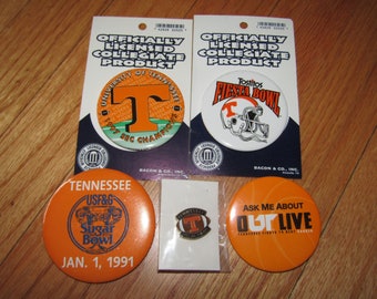Lot of 5 vtg 90s Tennessee Vols pins * pin volunteers football button * V5 * for shirt hat jacket