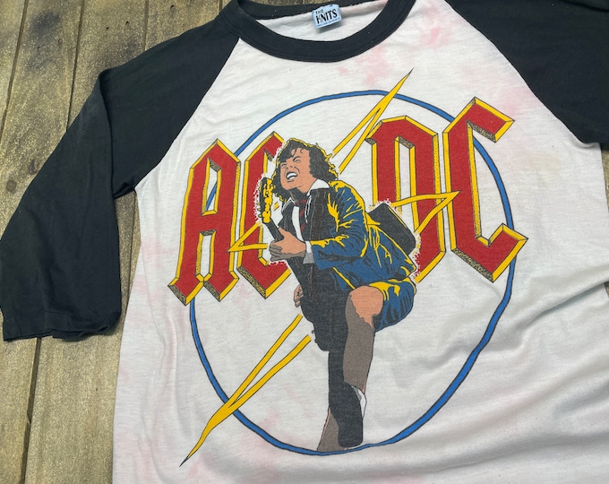 S * vintage early 80s AC/DC raglan t shirt * tour * 15.196