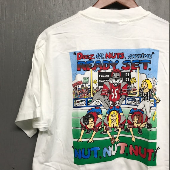 L Deadstock Vintage 90s 1995 Deez Nuts Football T Shirt Etsy Singapore