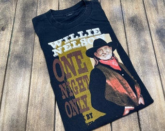 L  vintage 90s Willie Nelson single stitch tour t shirt * outlaw classic country