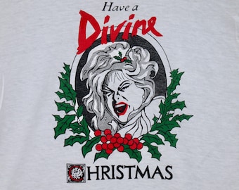 XS * NOS vtg 80s 1981 Divine Christmas t shirt * john waters drag queen glenn milstead movie