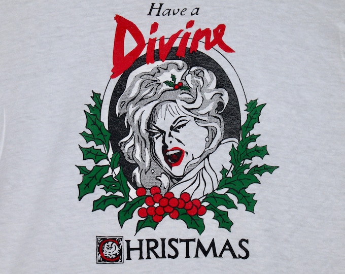 XS * NOS vtg 80s 1981 Divine Christmas t shirt * john waters drag queen glenn milstead movie