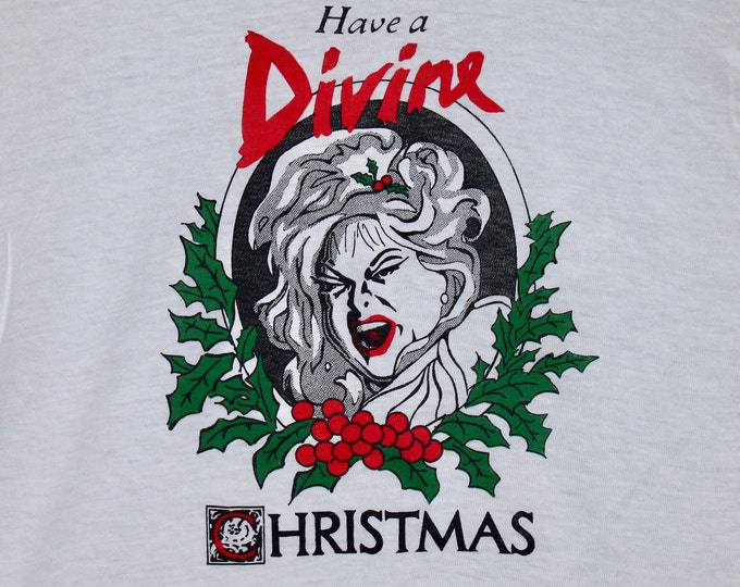 XS * NOS vtg 80s 1981 Divine Christmas t shirt * john waters drag queen glenn milstead movie