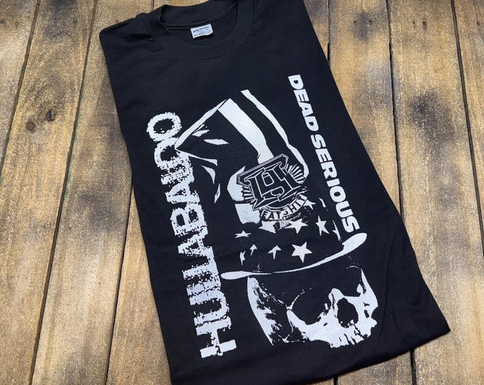 XL vintage 1990 HULLABALOO dead serious band t shirt * punk grunge tour Toxic Shock beat until stiff