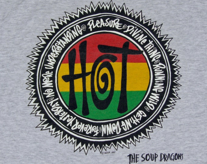 XL * vintage 90s 1992 The Soup Dragons hotwired 2 sided t shirt * divine thing alt rock * 39.184