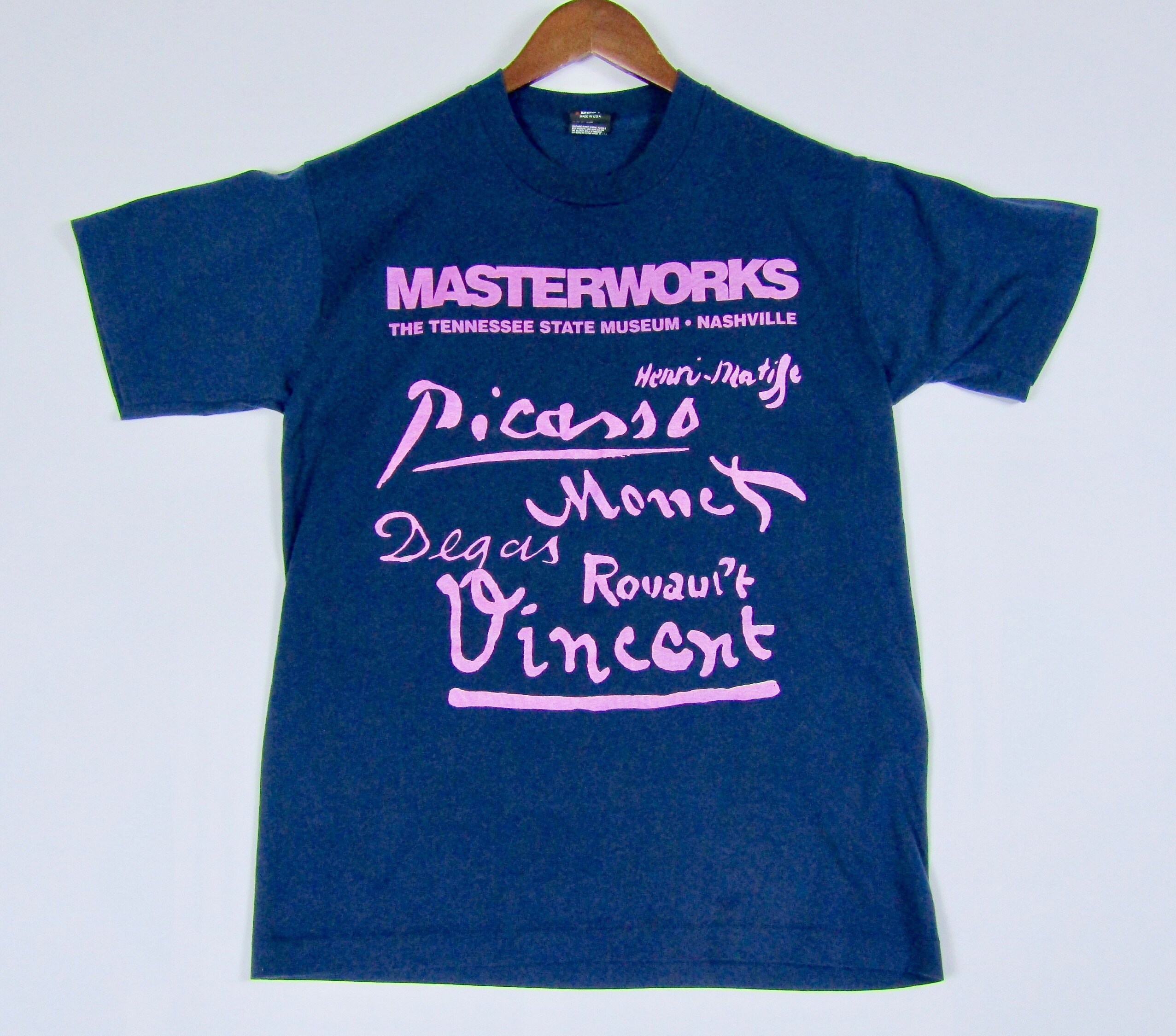 M * vtg 90s Masterworks art Nashville t shirt * picasso monet van 