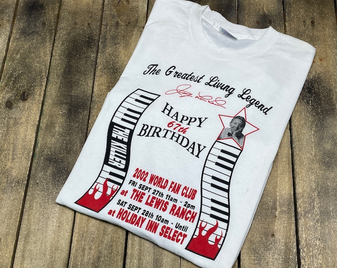 L * deadstock vintage Jerry Lee Lewis fan club birthday bash t shirt * concert tour * 68.167