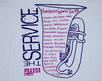M * thin vtg 80s 1989 The Service pravda records screen stars tour t shirt * chicago alt rock * 61.136