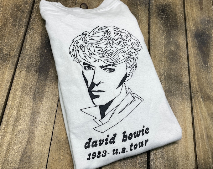 M * vintage 1983 David Bowie let's dance tour t shirt * longsleeve 80s pocket