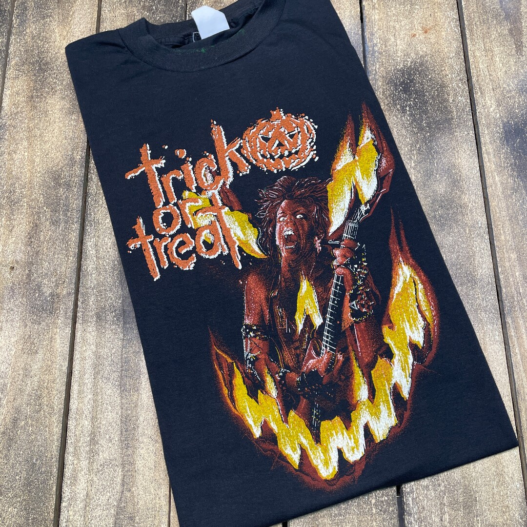 S * Vintage 80s 1986 Trick or Treat Movie T Shirt * Vhs Horror