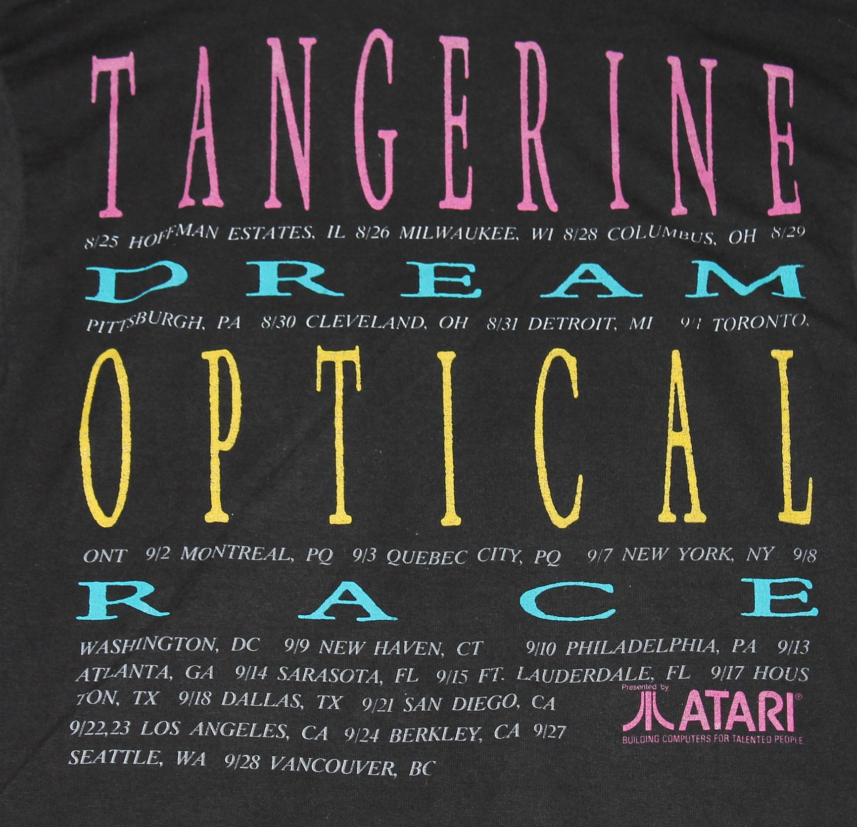 M * thin vtg 80s 1988 Tangerine Dream tour t shirt * optical M * thin vtg 80s 1988 Tangerine Dream tour t shirt * optical
