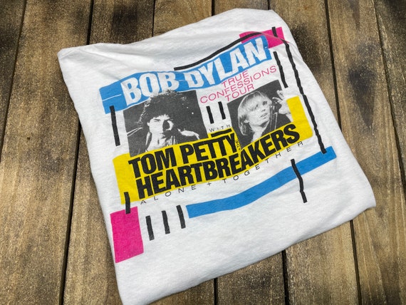 S * vintage 1986 Bob Dylan Tom Petty tour t shirt * concert 80s 