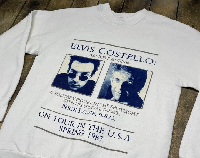 S * deadstock vintage 80s 1987 Elvis Costello / Nick Lowe tour sweatshirt * the atractions t shirt * 44.192