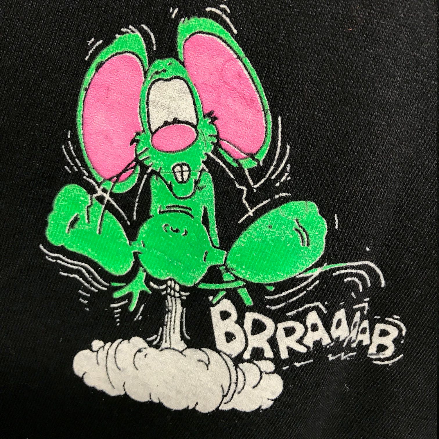 L/XL nos vintage 90s neon All over print FART mouse t shirt