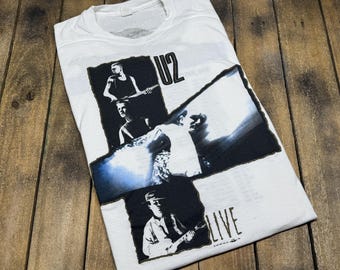 L vintage 1987 U2 the joshua tree tour t shirt * 80s concert band tee