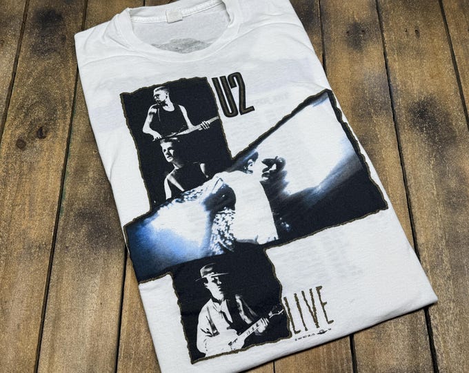 L vintage 1987 U2 the joshua tree tour t shirt * 80s concert band tee