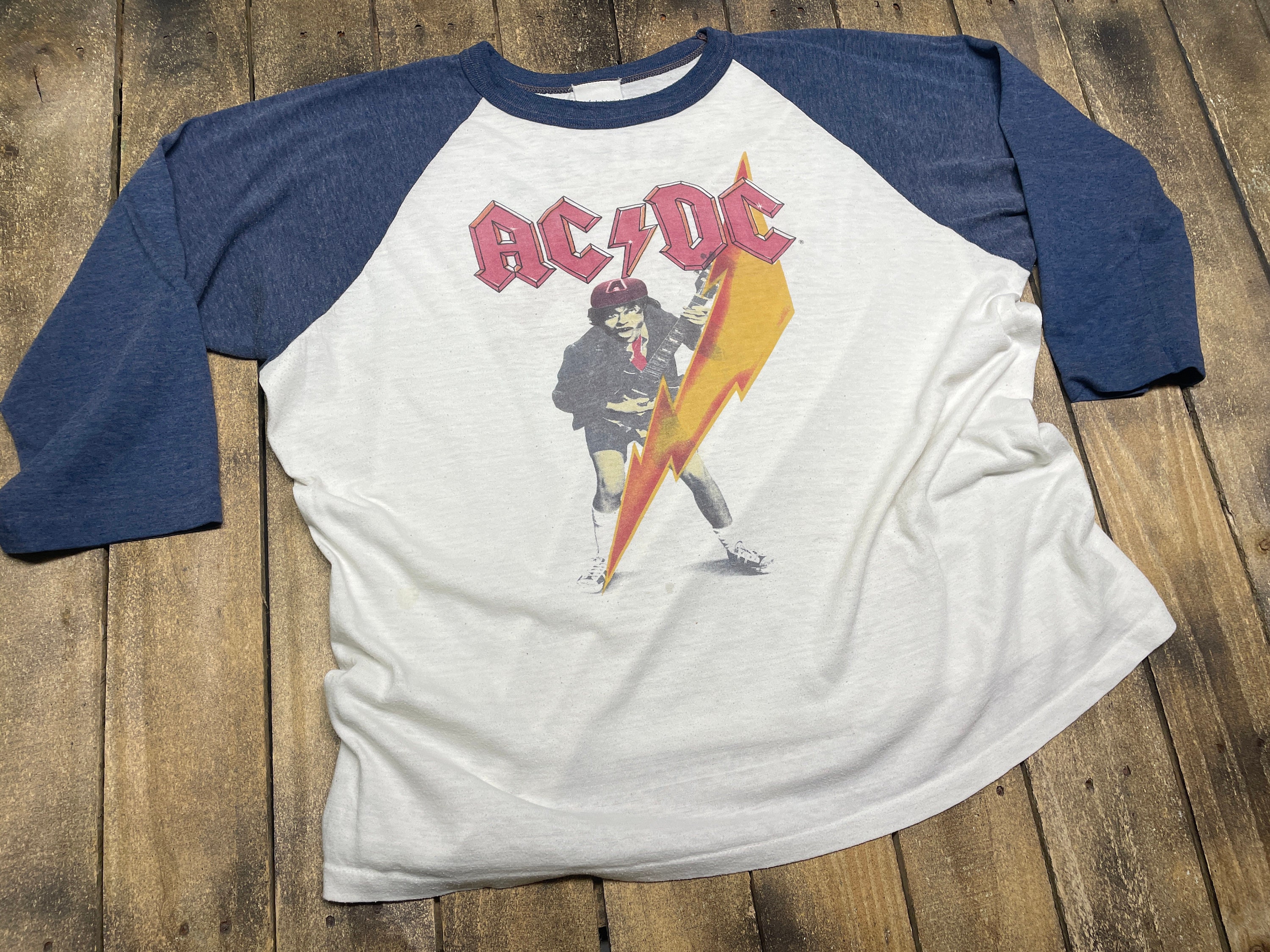 L * vintage 70s AC/DC high voltage thin raglan t shirt L * vintage 70s AC/DC high voltage thin raglan t shirt