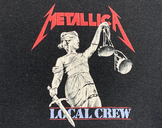 L * thin vtg 80s Metallica and justice for all Crew tour t shirt * 66.168