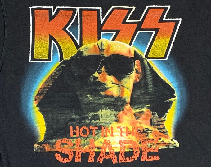 L/XL * vtg 1990 KISS hot in the shade t shirt * tour * large xl * 9.155