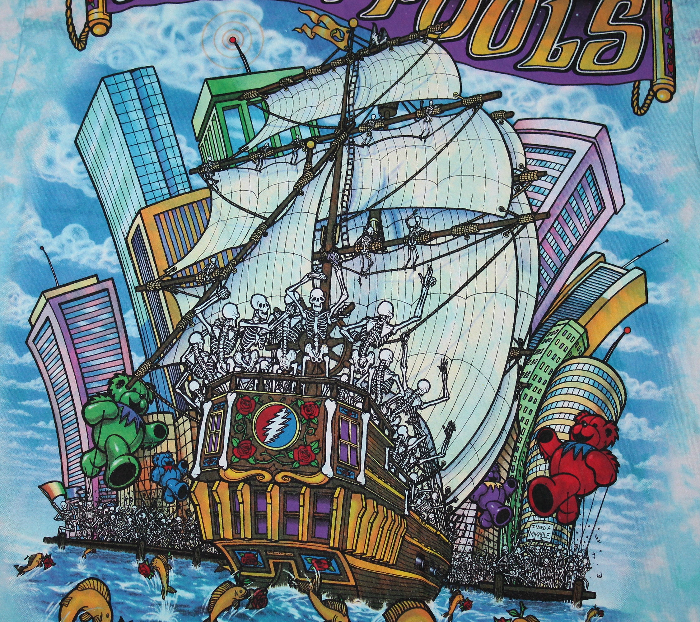 XL * vtg 90s 1993 Grateful Dead ship of fool tie dye t shirt * 44.172