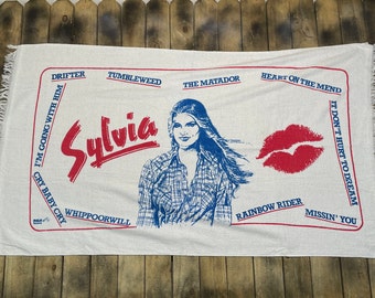Deadstock vintage 80s 1981 SYLVIA rca records promo beach towel * country music poster tapestry t shirt 70s wall hanging