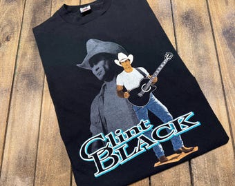 L vintage early 90s Clint Black t shirt * country music tour band tee concert